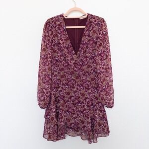 Altar'd State Womens Dress Size M Burgundy Floral‎ Mini Boho Chic Fall Cottage